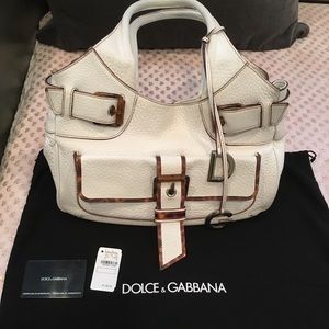 D&G white leather shoulder bag